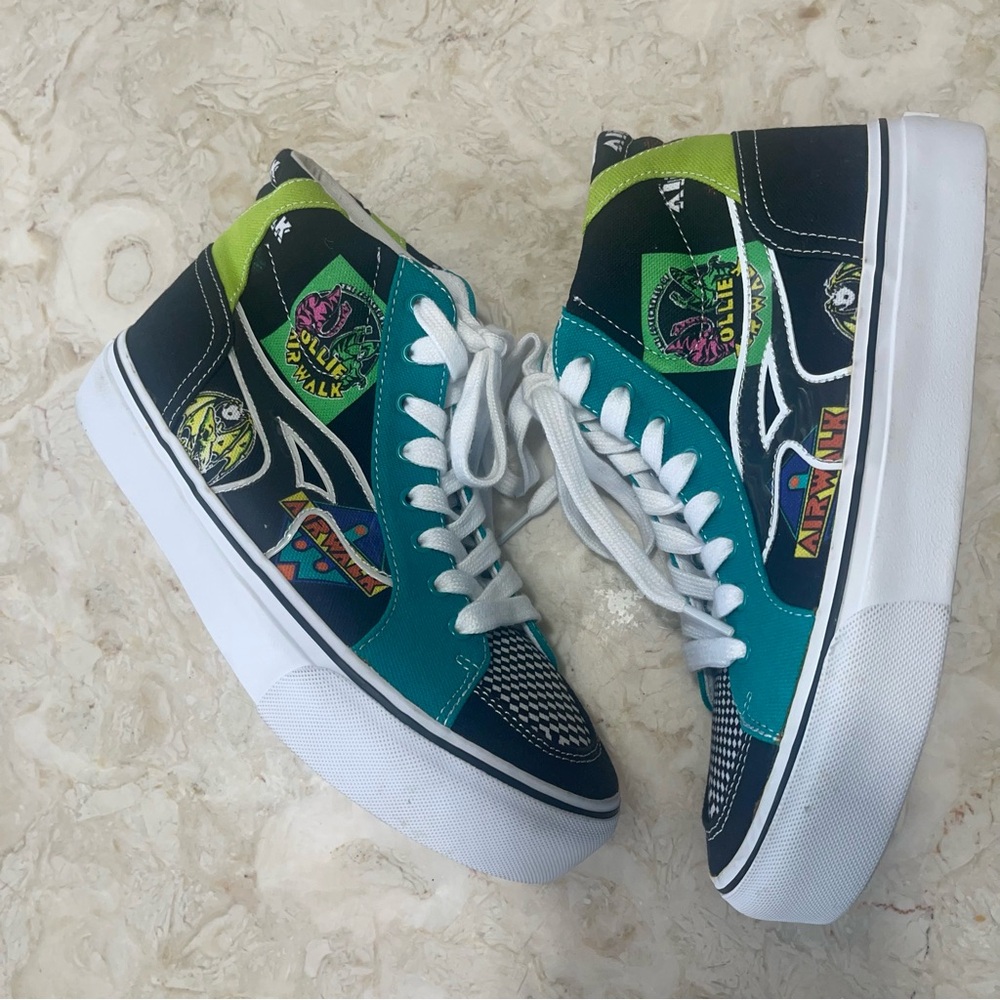 Nike AIRWALK Aurora Ollie Green & Black Checkered High-Top Sneakers Womens 8 New